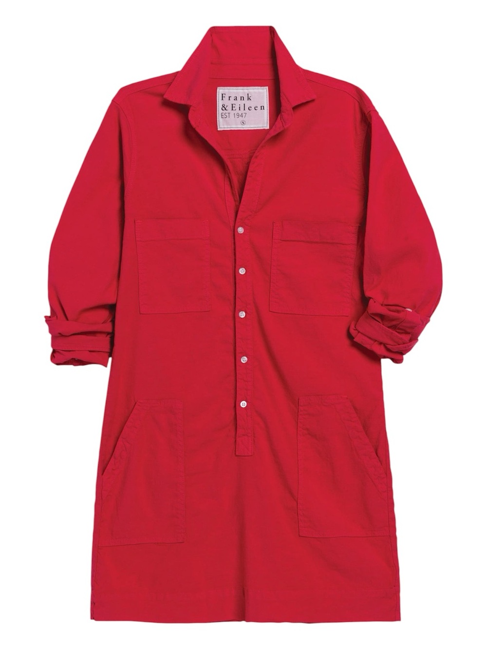 Frank & Eileen Southern Ireland Utility Shirt Dress Double Decker Red Linen XL